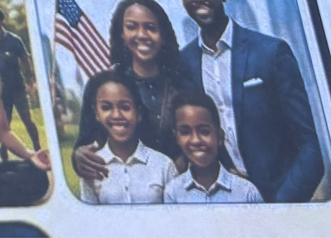African immigrant family with American flag